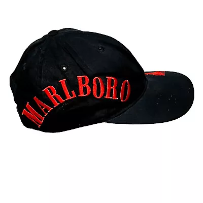 Vtg Marlboro Hat Bucking Bronco Horse Tobacco Snapback Cap Red Black 1990's • $19.99