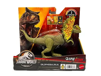 Jurassic World Epic Attack DILOPHOSAURUS 7.5  Dinosaur Mattel Park Figure NEW • $21.75