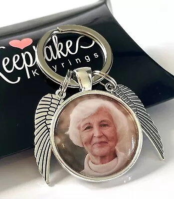 £5.18 • Buy  Angel Wings Personalised Photo Keyring Memorial Bereavement In Memory Of Gift