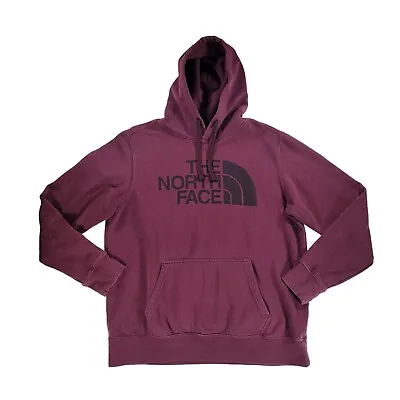 The North Face Hoodie Mens L Maroon Cotton Kangaroo Pockets Drawstring Pullover • $15.93