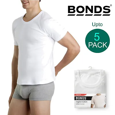 Bonds Multi Pack Crew Neck Raglan Blank Plain Basic Mens White T‑shirt Tee Top • $14.35
