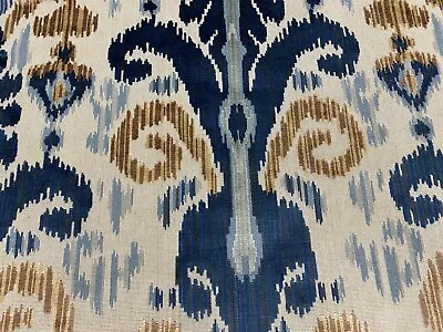 Lee Jofa Epingle Ikat Uphol Fabric - Pardah Velvet / Blue 0.50 Yds 2009118.504 • $125