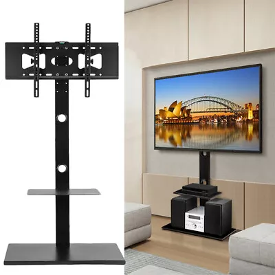 Cantilever Steel Floor TV Stand With 2 Shelves Bracket For 32-65 Inch LED LCD TV • £58.91