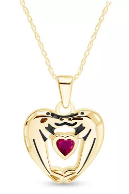 Ruby Loving Sea Lions Manatee Heart Pendant Necklace 14K Yellow Gold Plated • $64.79