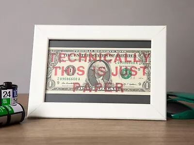 Framed Money Art/Dollar Artwork In White Frame- Technically This Is Just Paper  • $12.50
