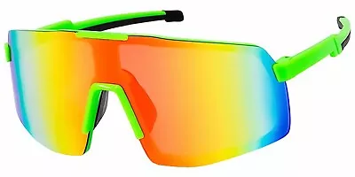 Oversized One Piece Blade Sports Shield Baseball Cycling Sunglasses Mirror 69TRV • $10.95