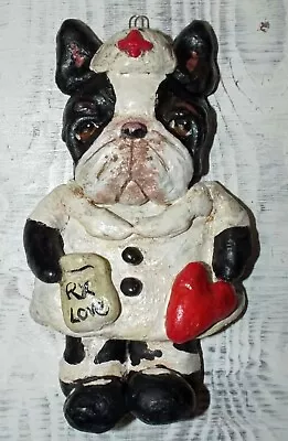 Folk Art Boston Terrier Dog Nurse Ornament New Vintage Whimsical Style • $52