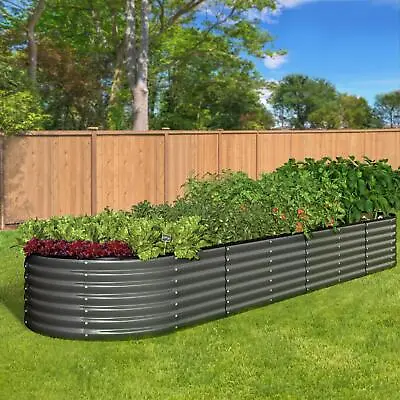 Livsip Raised Garden Bed Beds Kit Planter Oval Galvanised Steel 320cmX80cmX56cm • $142.90