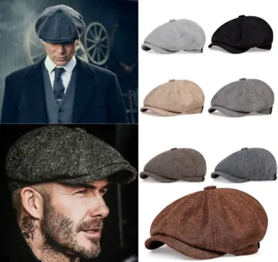 Newsboy Hat Peaky Blinders Cap Gatsby Beret Tweed Baker Herringbone 100% Cotton • $13.80