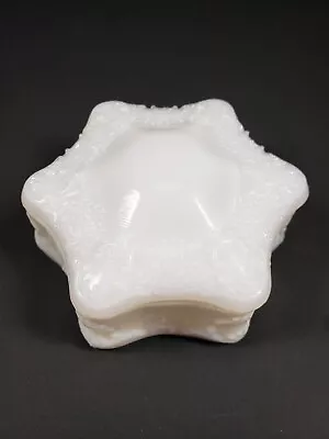 Antique Victorian Opaline Milk Glass Trinket Box Powder Box 6 Pt Star • $26