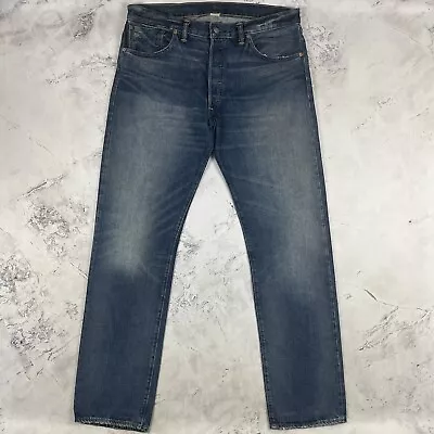 RRL Ralph Lauren Blue Faded Low Straight Japanese Selvedge Denim Jeans W38” L35” • £114.99