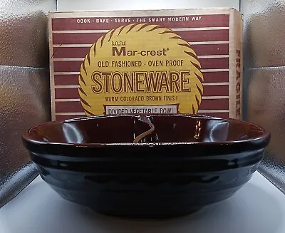 Vintage Marcrest Stoneware Daisy Dot Brown Divided Serving Oven Dish Box NOS • $35.99