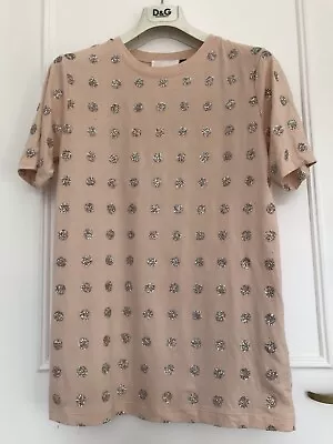 Topshop Meadham Kirchhoff Nude Long T-shirt With Glitter Circles Size 8 • $49.80