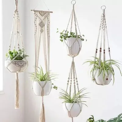 5Pack Macrame Plant Hanger Flower Pot Hanging Baskets Plant Holder Home Decor • $16.49