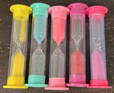 LOT Of (5) FIV5 3-Minute Sand Timers YELLOW PINK MINT FUSCIA HOT PINK - NEW • $4.79