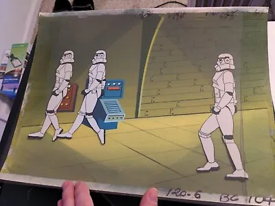 VINTAGE EWOKS Animation Cel BACKGROUND Production Art  Star Wars Stormtrooper HT • $338.99