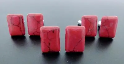 $3.89 • Buy Red Turquoise Cufflinks Oblong 18 X 13 MM