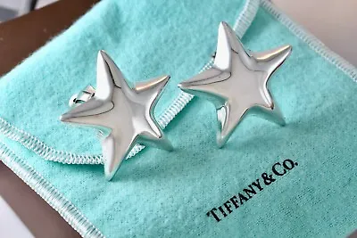 Tiffany & Co. Silver Large Puffy Star Clip-on Earrings • $270