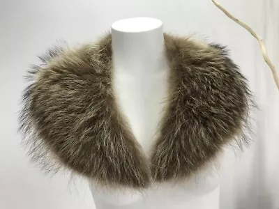 Raccoon American Real Fur Collar / Scarf Brown For Winter Coat Jacket 46816 • $14