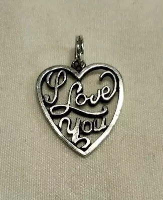 Sterling Silver I Love You Heart Pendant Cursive • $9.99