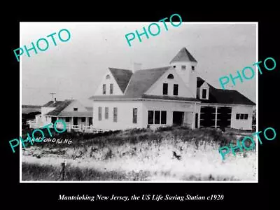 OLD POSTCARD SIZE PHOTO OF MANTOLOKING NEW JERSEY US LIFE SAVING STATION C1920 • $4.48