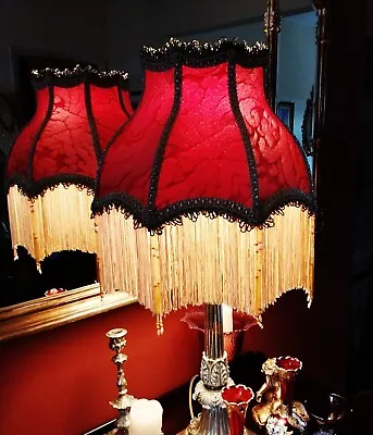 Parlour. Victorian Downton Lampshade Brick Red & Bronze Damask 14  • £145