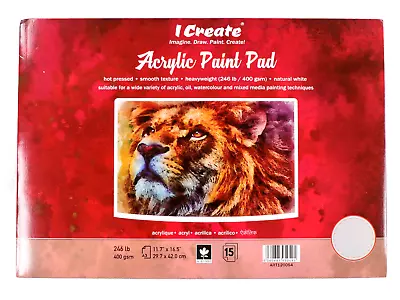 I Create  Acrylic Paint Pad 400 GSM (A3 15 Sheets) |  Acrylic Oil & Mixed Media • £15.99