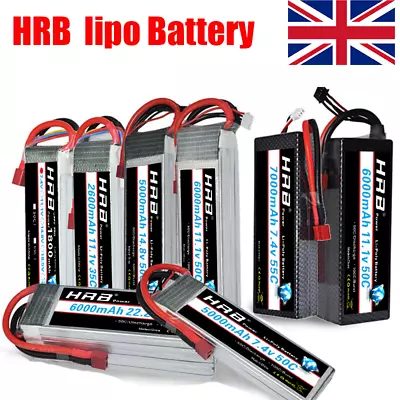 HRB 2S 3S 4S 6S RC Lipo Battery 5000-6000mAh For Car Truck Helicopter Airplane • £5.65