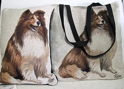 Linda Picken 17.5  X 12.5  Collie Tote &Matching Pillow Manual Woodworkers USA • $18