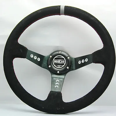 $78.99 • Buy 350mm Suede Leather Deep Dish Racing Steering Wheel Fit MOMO OMP Hub Perforated