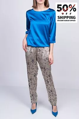 FORTE_FORTE Jacquard Satin Trousers US 4 / 1 S RRP$330 Floral Elasticated Waist • £22.55