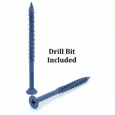 100 Qty 3/16  X 2-3/4  Flat Head Phillips Diamond Tip Concrete Screws To Anchor  • $25.99