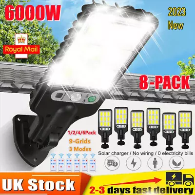 6000W LED Solar Street Wall Light PIR Motion Sensor Security Outdoor Garden Lamp • £34.59
