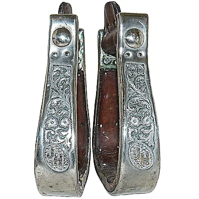 Vintage Diablo Sterling Silver Filigree Overlay Western Saddle Stirrups 1.5 Inch • $549.99