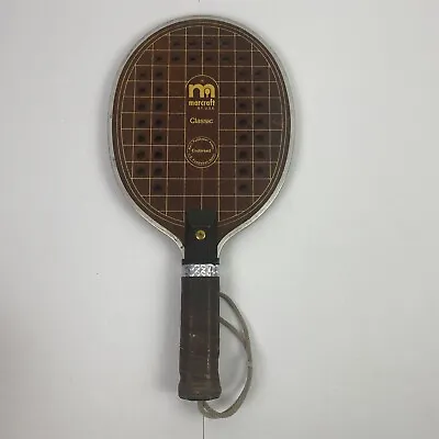 Vintage Metal Edge Classic BY MARCRAFT PADDLE RACQUET Leather Handle USA Made • $34.95