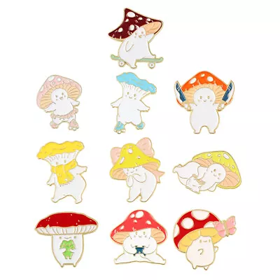 10pcs Mushroom Lapel Badge Cartoon Mushroom Brooches Creative Backpack Pin • $12.29