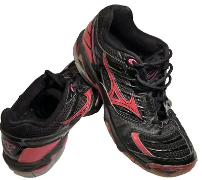 Mizuno Wave Lightning Volleyball Running Shoes Black Neon Pink Women's Size 9 • $20.43