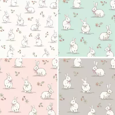 100% Cotton Fabric Lifestyle Woodland Bunnies Rabbits Wildlife  140cm Wide • £1.50