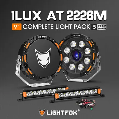 Lightfox 9  Osram Laser LED Driving Lights + 8inch LED Light Pods W/ Wiring Kit • $573.95