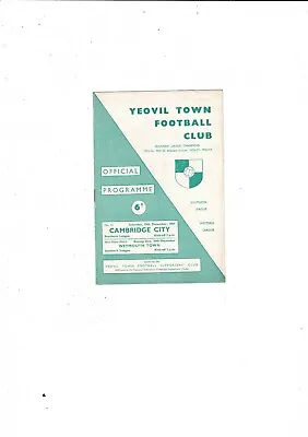 1964/65 Yeovil Town V Cambridge City Football Programme • £4