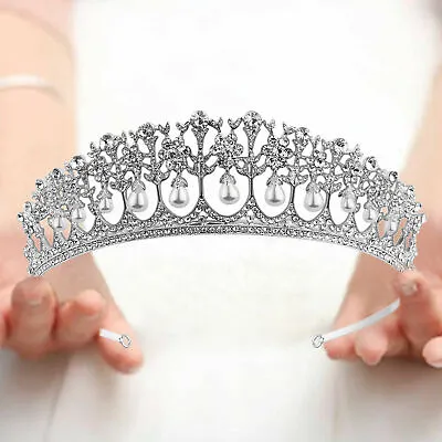 $18.99 • Buy Tiara Crown For Women Rhinestone Queen Crown Wedding Tiara Crown Headband Pearls