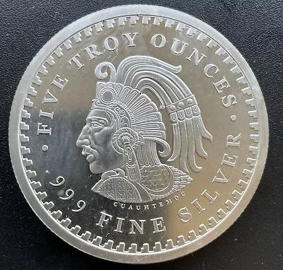 5oz 999 Fine Silver Aztec Calendar Bar Uncirculated Nice Collectible In Capsule • £106