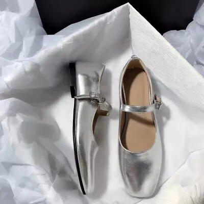 Womens Ballet Shoes Fashion Flats Square Toe Buckle Dance Strap Loafer • $34.37