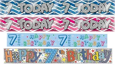 AGE 7 SEVEN 7TH HAPPY BIRTHDAY PARTY BANNER/FOIL HELIUM BALLOON - BOY/GIRL - Var • £1.09