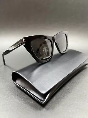 Saint Laurent SL 214 Kate 001 Black Grey Cat Eye Sunglasses 55-20-145 NIB • $229