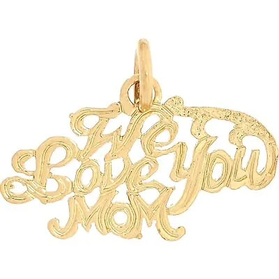 14K Yellow Gold We Love You Mom Charm Jewelry 11.5mm • $48.58