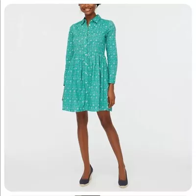 J.Crew Factory Printed Cotton Mini Shirtdress Dress Green • $65