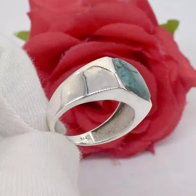 Bezel Set Men's Ring Solid 925 Sterling Silver Natural Gemstone Tapered Ring • $44.69