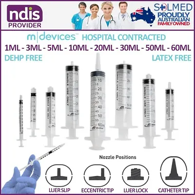 $6.50 • Buy SYRINGES 1ml 3ml 5ml 10ml 20ml 50ml 60ml Luer Slip Lock Catheter Tip Syringe