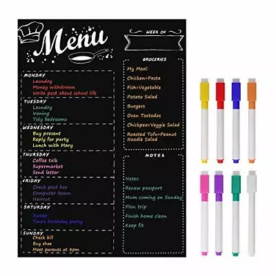 £18 • Buy Magnetic Menu Board For Kitchen Fridge With 8 Color Chalk Markers 16 X12 Dry Er